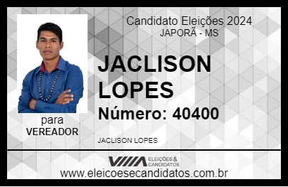 Candidato JACLISON LOPES 2024 - JAPORÃ - Eleições