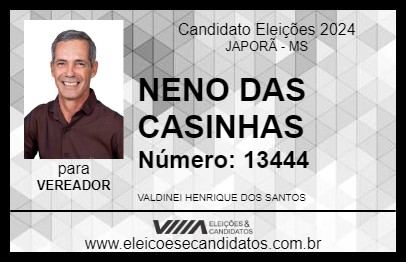 Candidato NENO DAS CASINHAS 2024 - JAPORÃ - Eleições