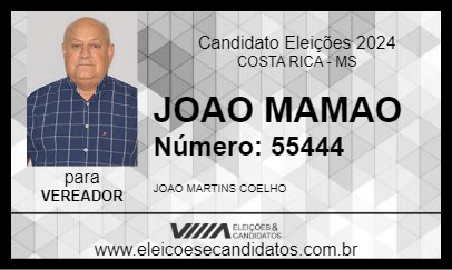 Candidato JOAO MAMAO 2024 - COSTA RICA - Eleições