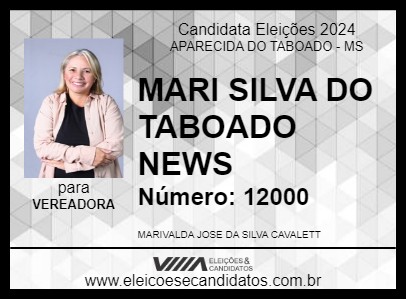 Candidato MARI SILVA DO TABOADO NEWS 2024 - APARECIDA DO TABOADO - Eleições