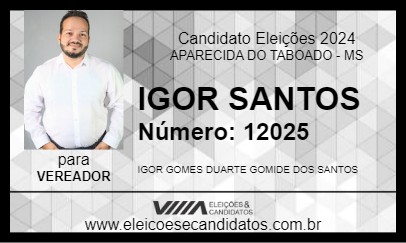 Candidato IGOR SANTOS 2024 - APARECIDA DO TABOADO - Eleições