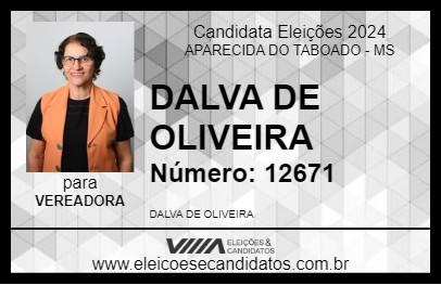 Candidato DALVA DE OLIVEIRA 2024 - APARECIDA DO TABOADO - Eleições