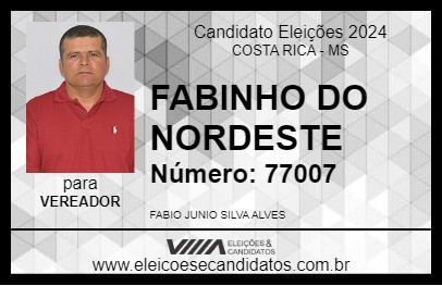 Candidato FABINHO DO NORDESTE 2024 - COSTA RICA - Eleições