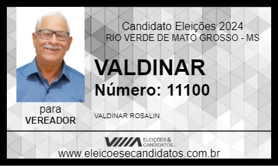 Candidato VALDINAR 2024 - RIO VERDE DE MATO GROSSO - Eleições