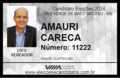 Candidato AMAURI CARECA 2024 - RIO VERDE DE MATO GROSSO - Eleições