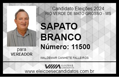 Candidato SAPATO BRANCO 2024 - RIO VERDE DE MATO GROSSO - Eleições