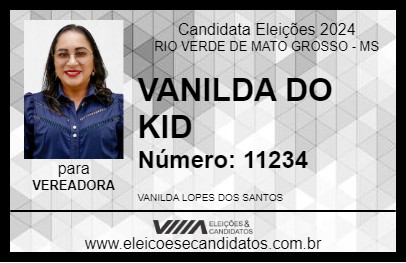 Candidato VANILDA DO KID 2024 - RIO VERDE DE MATO GROSSO - Eleições