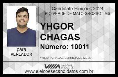 Candidato YHGOR CHAGAS 2024 - RIO VERDE DE MATO GROSSO - Eleições