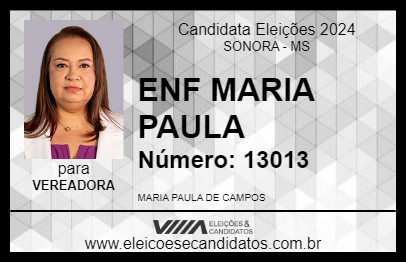 Candidato ENF MARIA PAULA 2024 - SONORA - Eleições