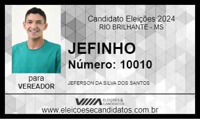 Candidato JEFINHO 2024 - RIO BRILHANTE - Eleições