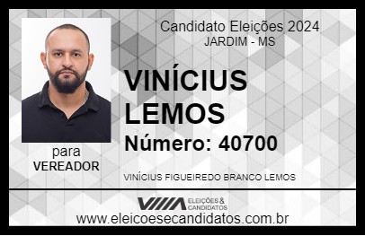 Candidato VINÍCIUS LEMOS 2024 - JARDIM - Eleições