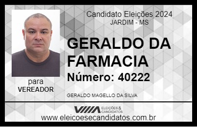 Candidato GERALDO DA FARMACIA 2024 - JARDIM - Eleições