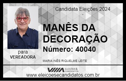 Candidato MANÊS DA DECORAÇÃO 2024 - JARDIM - Eleições