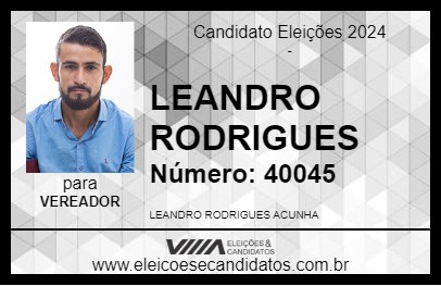 Candidato LEANDRO RODRIGUES 2024 - JARDIM - Eleições