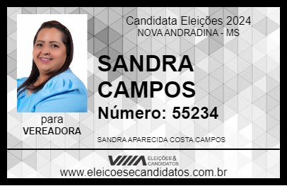 Candidato SANDRA CAMPOS 2024 - NOVA ANDRADINA - Eleições