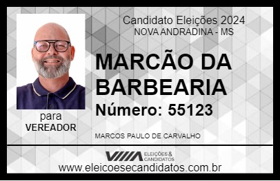 Candidato MARCÃO DA BARBEARIA 2024 - NOVA ANDRADINA - Eleições