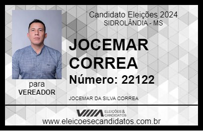 Candidato JOCEMAR CORREA 2024 - SIDROLÂNDIA - Eleições