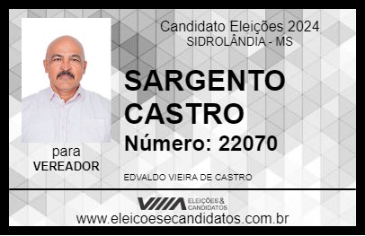 Candidato SARGENTO CASTRO 2024 - SIDROLÂNDIA - Eleições