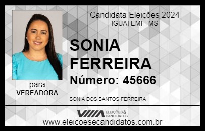 Candidato SONIA FERREIRA 2024 - IGUATEMI - Eleições