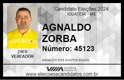 Candidato AGNALDO ZORBA 2024 - IGUATEMI - Eleições