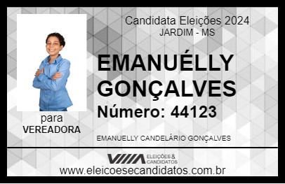 Candidato EMANUÉLLY GONÇALVES 2024 - JARDIM - Eleições