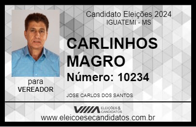 Candidato CARLINHOS MAGRO 2024 - IGUATEMI - Eleições