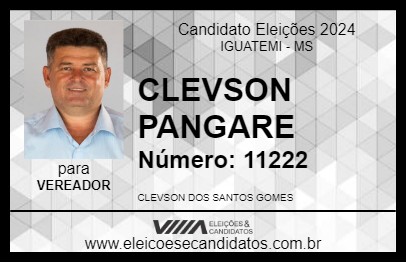 Candidato CLEVSON PANGARE 2024 - IGUATEMI - Eleições