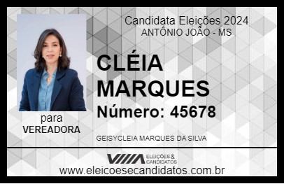 Candidato CLÉIA MARQUES 2024 - ANTÔNIO JOÃO - Eleições