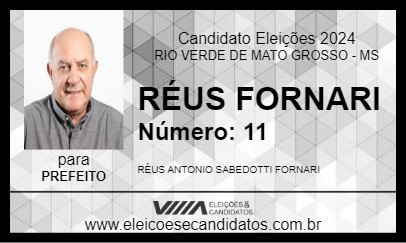 Candidato RÉUS FORNARI 2024 - RIO VERDE DE MATO GROSSO - Eleições