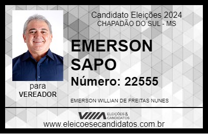 Candidato EMERSON SAPO 2024 - CHAPADÃO DO SUL - Eleições