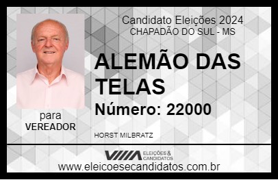 Candidato ALEMÃO DAS TELAS 2024 - CHAPADÃO DO SUL - Eleições