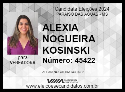 Candidato ALEXIA PSICÓLOGA 2024 - PARAÍSO DAS ÁGUAS - Eleições