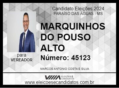 Candidato MARQUINHOS DO POUSO ALTO 2024 - PARAÍSO DAS ÁGUAS - Eleições