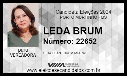 Candidato LEDA BRUM 2024 - PORTO MURTINHO - Eleições