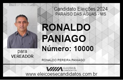 Candidato RONALDO PANIAGO 2024 - PARAÍSO DAS ÁGUAS - Eleições