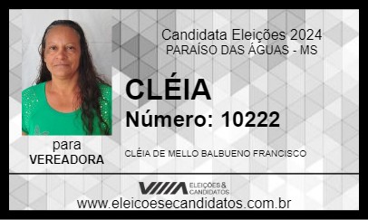 Candidato DIACONISA CLÉIA 2024 - PARAÍSO DAS ÁGUAS - Eleições