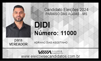 Candidato DIDI 2024 - PARAÍSO DAS ÁGUAS - Eleições