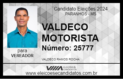 Candidato VALDECO MOTORISTA 2024 - PARANHOS - Eleições