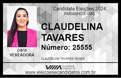 Candidato CLAUDELINA TAVARES 2024 - PARANHOS - Eleições