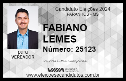 Candidato FABIANO LEMES 2024 - PARANHOS - Eleições