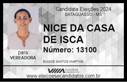 Candidato NICE DA CASA DE ISCA 2024 - BATAGUASSU - Eleições