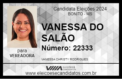 Candidato VANESSA DO SALÃO 2024 - BONITO - Eleições