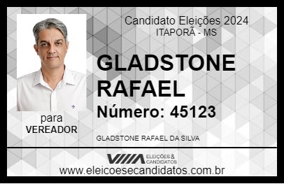 Candidato GLADSTONE RAFAEL 2024 - ITAPORÃ - Eleições