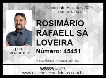 Candidato ROSIMÁRIO RAFAELL SÁ LOVEIRA 2024 - ITAPORÃ - Eleições