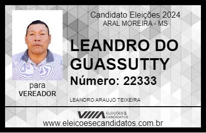 Candidato LEANDRO DO GUASSUTTY 2024 - ARAL MOREIRA - Eleições