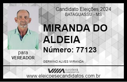 Candidato MIRANDA DO ALDEIA 2024 - BATAGUASSU - Eleições