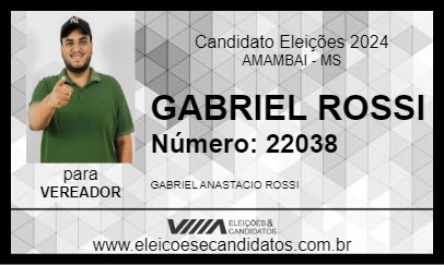 Candidato GABRIEL ROSSI 2024 - AMAMBAI - Eleições