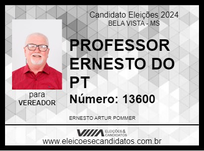 Candidato PROFESSOR ERNESTO DO PT 2024 - BELA VISTA - Eleições