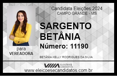 Candidato SARGENTO BETÂNIA 2024 - CAMPO GRANDE - Eleições