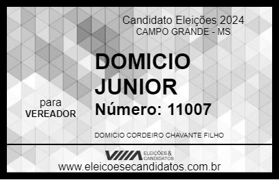 Candidato DOMICIO JUNIOR 2024 - CAMPO GRANDE - Eleições